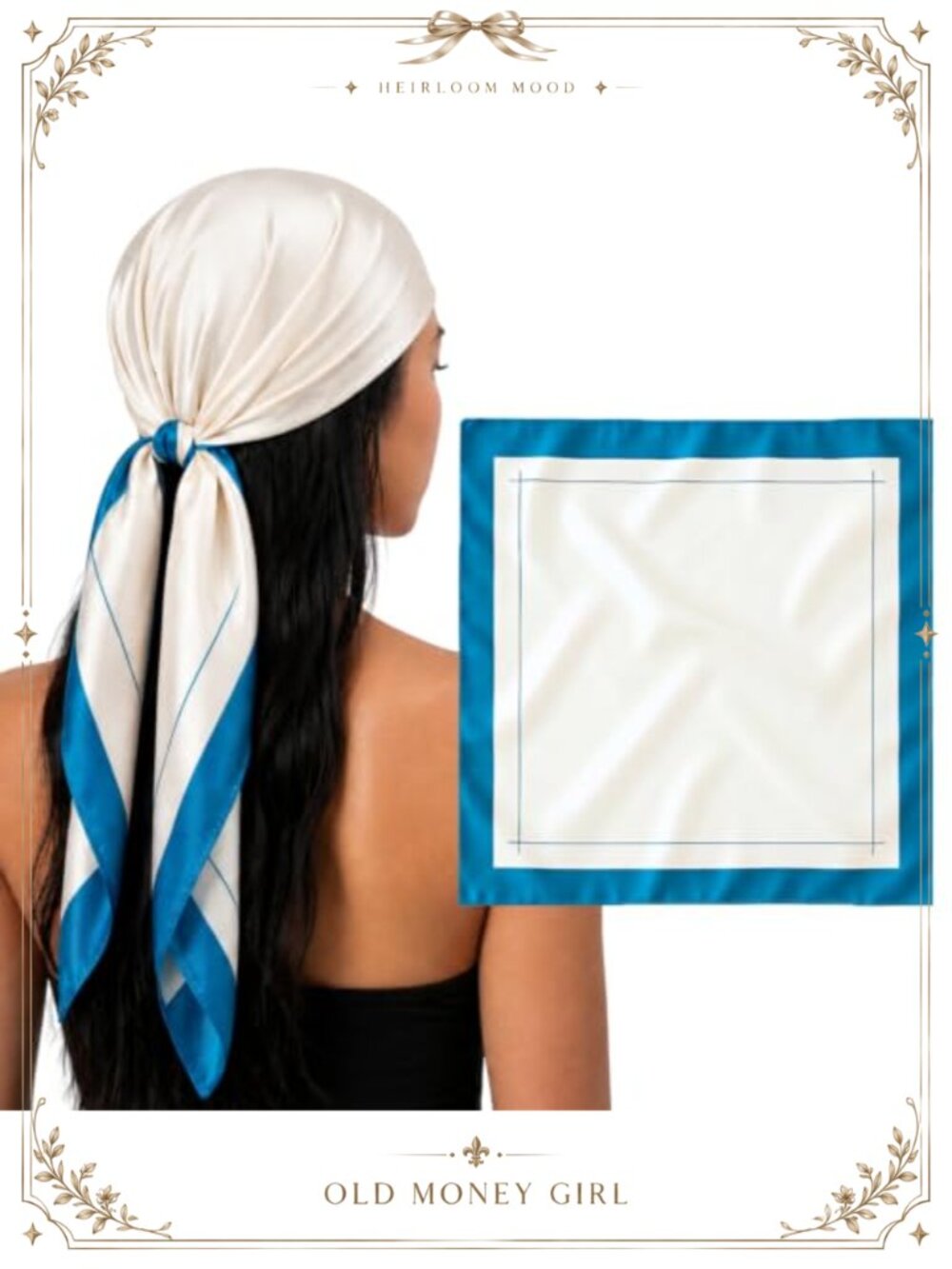 100% Mulberry Silk Head Scarf 36" Large Hair Wrap Sleep Frizz Prevention